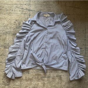 Ruffled Blue Women's Top